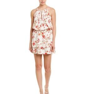 JOIE Halter Blouson Mini Dress Cream Red Floral Print M